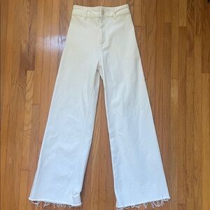 Zara Cream Wide-Leg Jeans